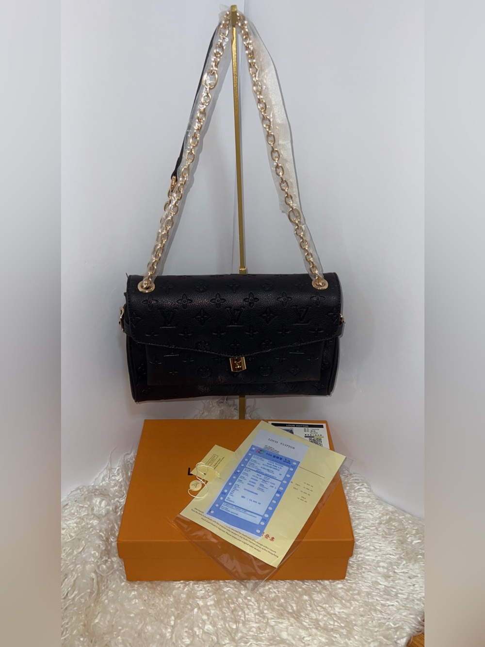 Black Fashion Monogram Chain Shoulder Bag - Picture 10 of 13